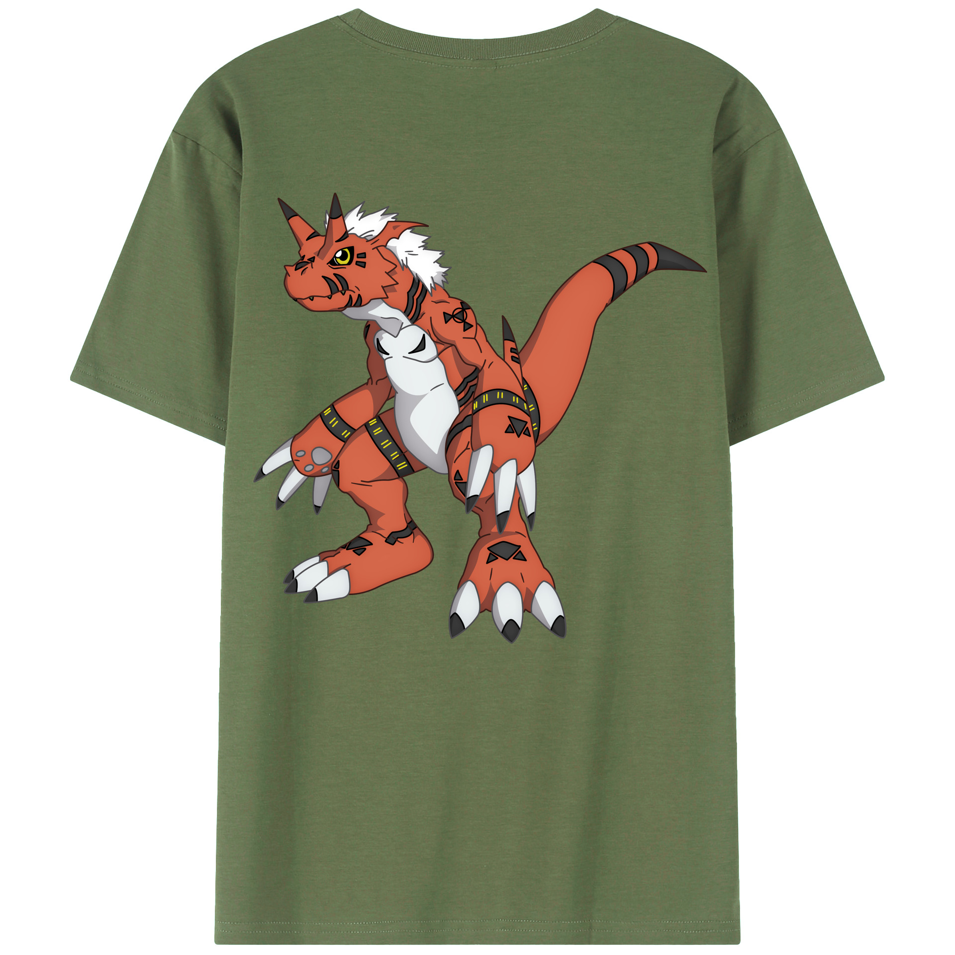（画像用） Digimon デジタルモンスター/デジモン 綿100％ メンズ半袖Tシャツ（バックプリント） 通気性